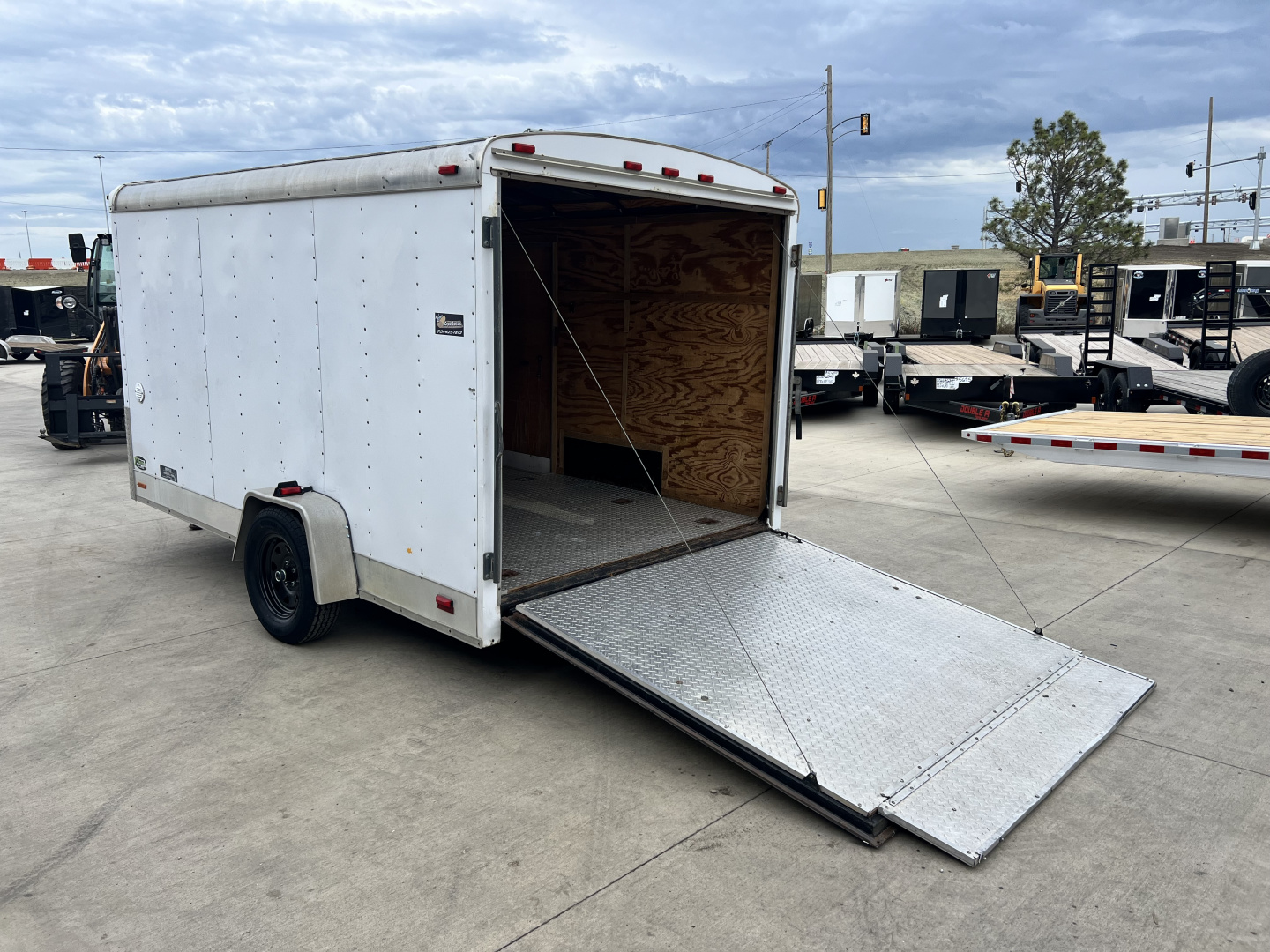 Used 1998 Forest River 7x12 + 2’V Nose Rear Ramp Enclosed Cargo Trailer Treadplate Floor