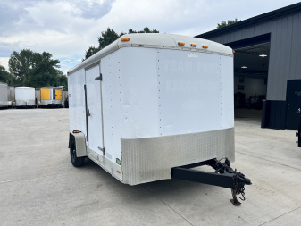 Used 1998 Forest River 7x12 + 2’V Nose Rear Ramp Enclosed Cargo Trailer Treadplate Floor