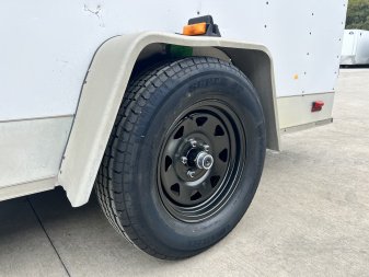 Used 1998 Forest River 7x12 + 2’V Nose Rear Ramp Enclosed Cargo Trailer Treadplate Floor