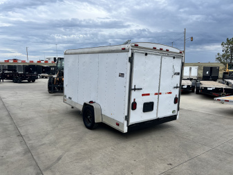 Used 1998 Forest River 7x12 + 2’V Nose Rear Ramp Enclosed Cargo Trailer Treadplate Floor