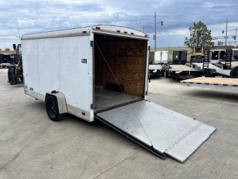 Used 1998 Forest River 7x12 + 2’V Nose Rear Ramp Enclosed Cargo Trailer Treadplate Floor