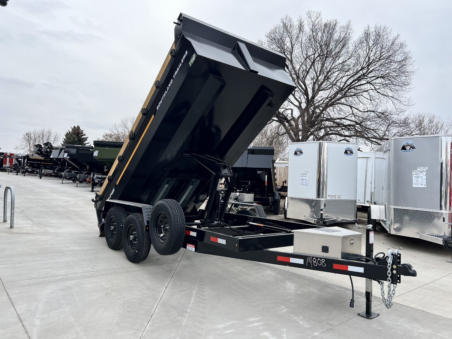 Used Twice 2026 Southland 14ft Low Profile Dump Trailer 2-7000 lb axles =14K with Ramps
