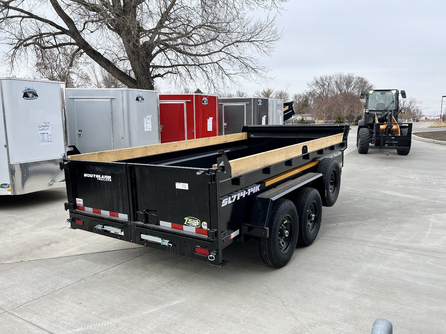 Used Twice 2026 Southland 14ft Low Profile Dump Trailer 2-7000 lb axles =14K with Ramps