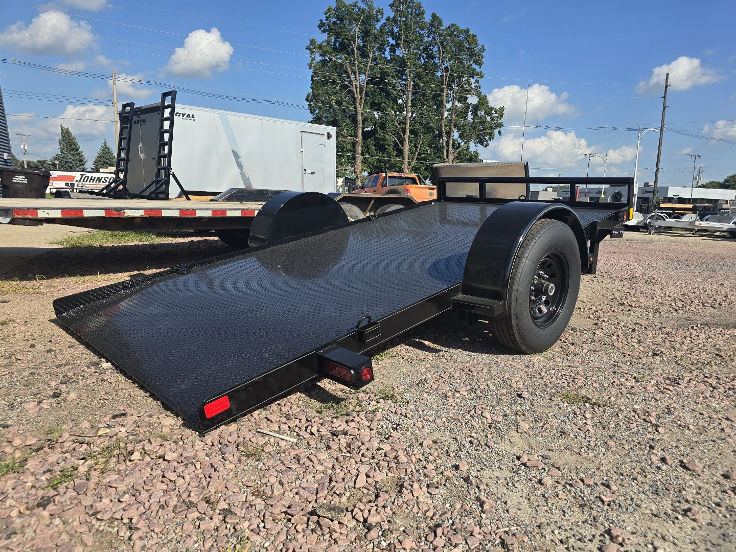 New 2026 BUCK DANDY 77"x12' Scissor Tilt-Steel Floor- 7k GVWR Flatbed Trailer
