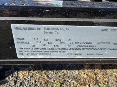 New 2026 Buck Dandy 83"x12' Utility Trailer