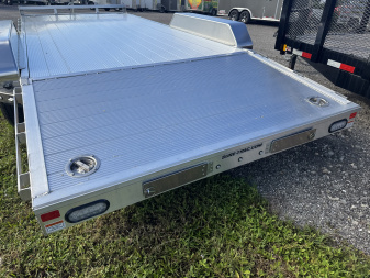 New 2025 Sure-Trac 7X18 TANDEM AXLE 7000 LB GVWR ALUMINUM Car / Racing Trailer WITH ALUMINUM DECK, MAG WHEELS, SETBACK JACK, 4 D RING TIE DOWNS, REMOVEABLE FENDER