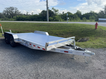 New 2025 Sure-Trac 7X18 TANDEM AXLE 7000 LB GVWR ALUMINUM Car / Racing Trailer WITH ALUMINUM DECK, MAG WHEELS, SETBACK JACK, 4 D RING TIE DOWNS, REMOVEABLE FENDER