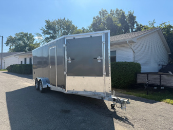 New 7 x 23 All Aluminum 3 Place Enclosed Lighting 2025 Trailer with 7ft interior - upgraded options