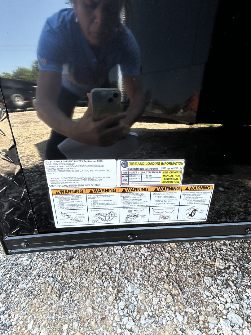 New 2025 Family Trailer 6x12 Tandem Axles Cargo / Enclosed Trailer-Screwless Exterior-Blackout Pkg-Rear Spoiler