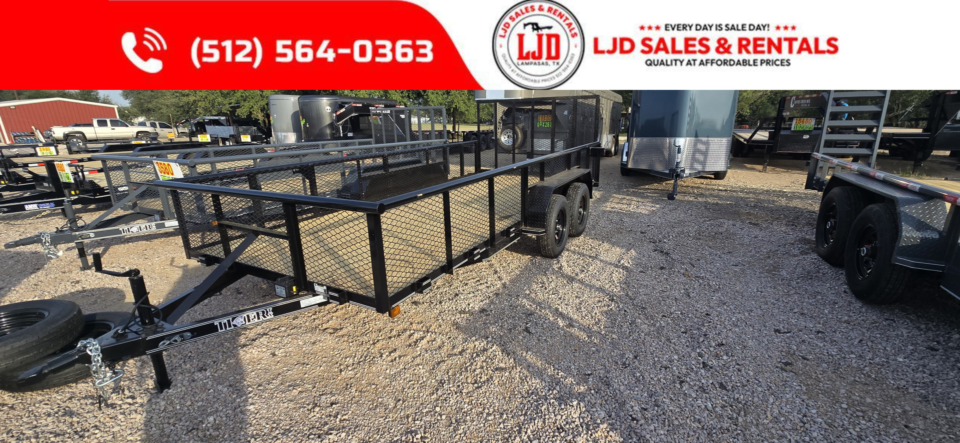 New 2025 Tiger - 83" x 16' Utility Trailer - 4' Gate