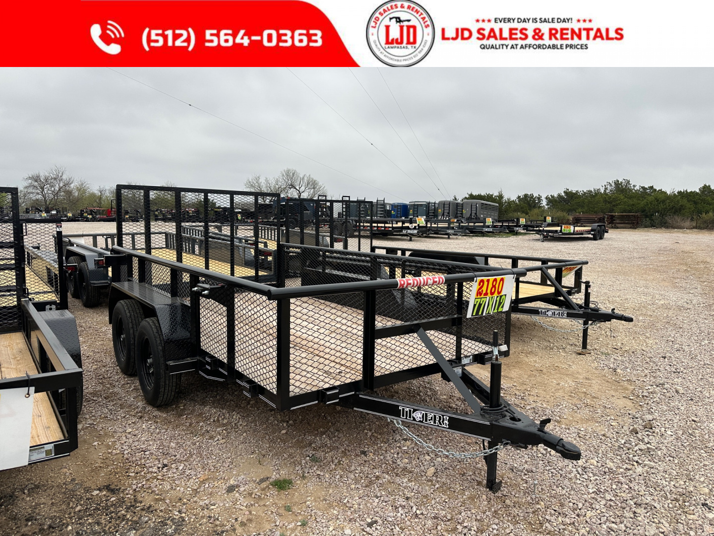 New 2025 Tiger - 77x12 Utility Trailer - 4'Gate - Brakes - 2' Sides