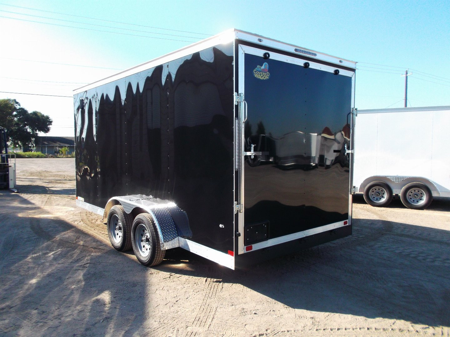 New 2026 Covered Wagon Trailers 7x16 Tandem Axle Cargo Trailer / Enclosed Trailer / 7ft Interior / Extra Wide Ramp / 48" RV Side Door / LEDs / .030 Black Semi-Screwless Exterior