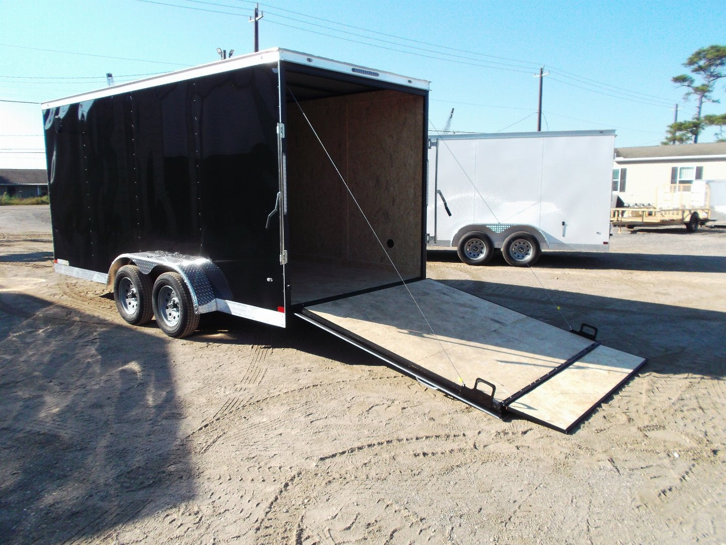 New 2026 Covered Wagon Trailers 7x16 Tandem Axle Cargo Trailer / Enclosed Trailer / 7ft Interior / Extra Wide Ramp / 48" RV Side Door / LEDs / .030 Black Semi-Screwless Exterior