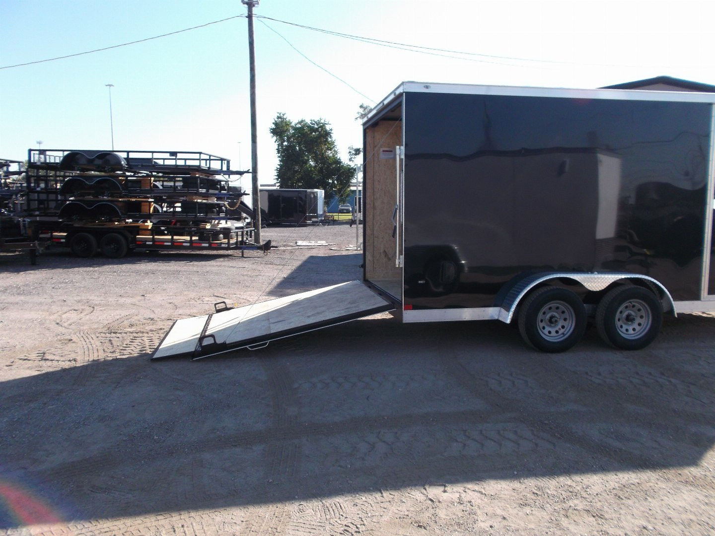 New 2026 Covered Wagon Trailers 7x16 Tandem Axle Cargo Trailer / Enclosed Trailer / 7ft Interior / Extra Wide Ramp / 48" RV Side Door / LEDs / .030 Black Semi-Screwless Exterior