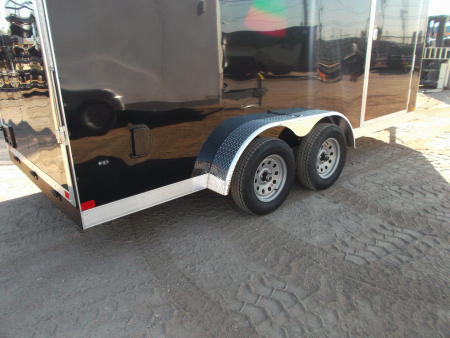 New 2026 Covered Wagon Trailers 7x16 Tandem Axle Cargo Trailer / Enclosed Trailer / 7ft Interior / Extra Wide Ramp / 48" RV Side Door / LEDs / .030 Black Semi-Screwless Exterior