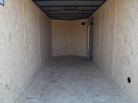 New 2026 Covered Wagon Trailers 7x16 Tandem Axle Cargo Trailer / Enclosed Trailer / 7ft Interior / Extra Wide Ramp / 48" RV Side Door / LEDs / .030 Black Semi-Screwless Exterior