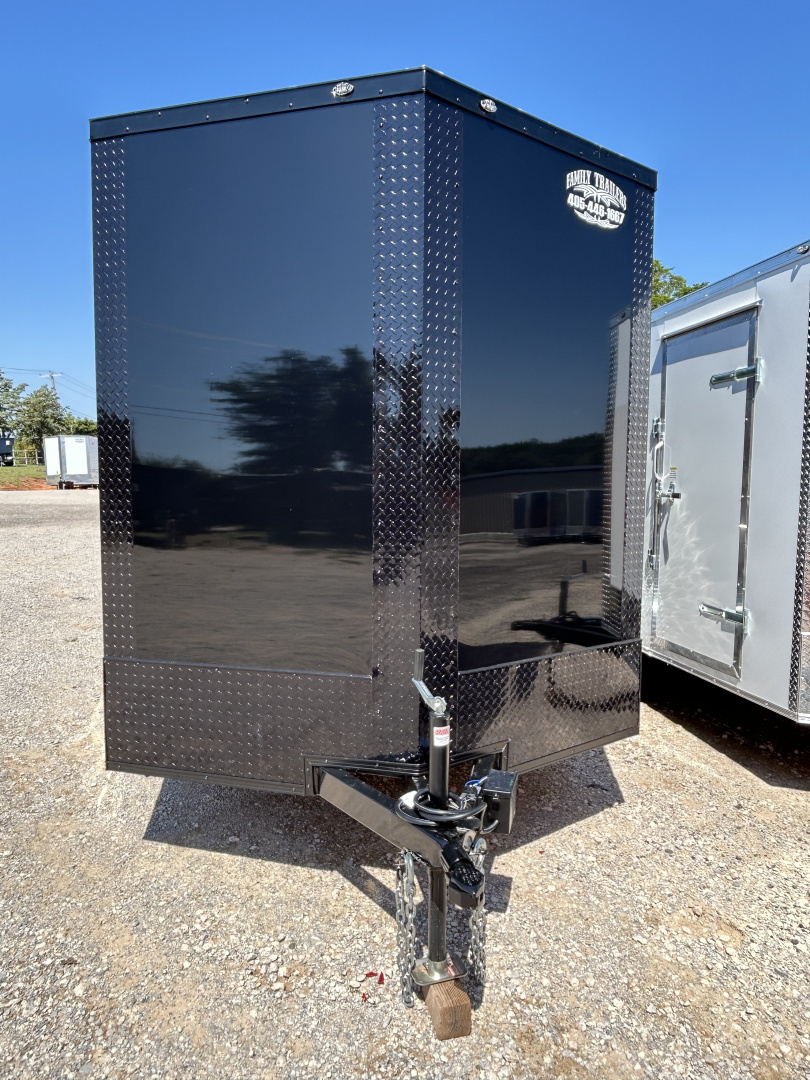 New 2025 Family Trailer 7x12 Tandem Axles Cargo / Enclosed Trailer-Screwless Exterior-Blackout Pkg-Rear Spoiler