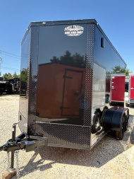 New 2025 Family Trailer 7x12 Tandem Axles Cargo / Enclosed Trailer-Screwless Exterior-Blackout Pkg-Rear Spoiler