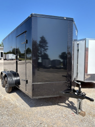 New 2025 Family Trailer 7x12 Tandem Axles Cargo / Enclosed Trailer-Screwless Exterior-Blackout Pkg-Rear Spoiler