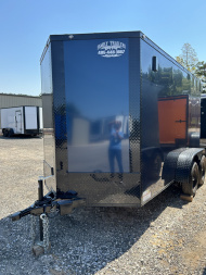 New 2025 Family Trailer 6x12 Tandem Axles Cargo / Enclosed Trailer-Screwless Exterior-Blackout Pkg.-Rear Spoiler