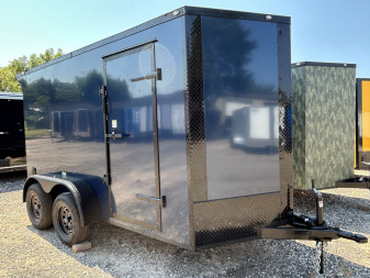 New 2025 Family Trailer 6x12 Tandem Axles Cargo / Enclosed Trailer-Screwless Exterior-Blackout Pkg.-Rear Spoiler