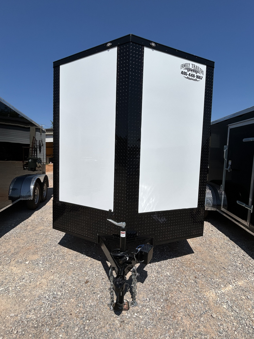 New 2025 Family Trailer 7x12 Tandem Axles Cargo / Enclosed Trailer-Screwless Exterior-Blackout Pkg-Rear Spoiler