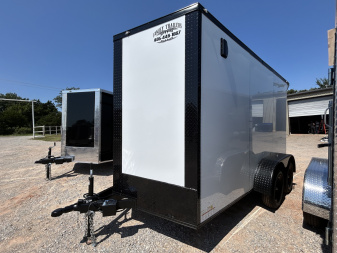 New 2025 Family Trailer 7x12 Tandem Axles Cargo / Enclosed Trailer-Screwless Exterior-Blackout Pkg-Rear Spoiler