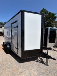 New 2025 Family Trailer 7x12 Tandem Axles Cargo / Enclosed Trailer-Screwless Exterior-Blackout Pkg-Rear Spoiler