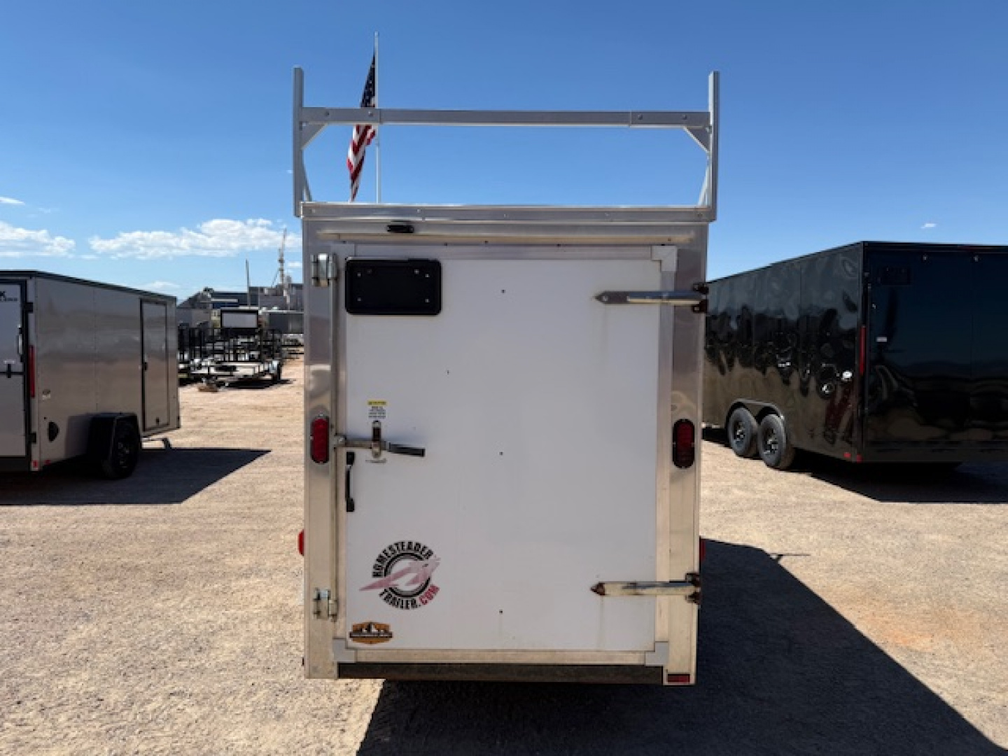 Used 2015 Homesteader Patriot Contractor Trailer 5x10 w/ shelves- rear swing door