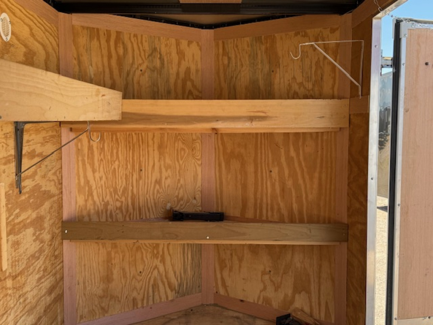 Used 2015 Homesteader Patriot Contractor Trailer 5x10 w/ shelves- rear swing door