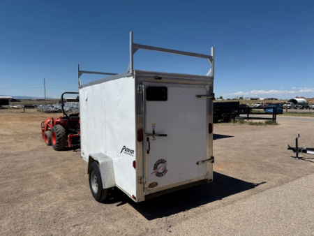 Used 2015 Homesteader Patriot Contractor Trailer 5x10 w/ shelves- rear swing door