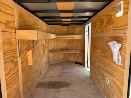 Used 2015 Homesteader Patriot Contractor Trailer 5x10 w/ shelves- rear swing door