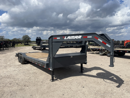 New 2026 Lamar Trailers 102X26 Gooseneck Lowboy Max Ramps 14K