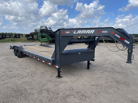 New 2026 Lamar Trailers 102X28 Gooseneck Lowboy Max Ramps 14K Car Hauler