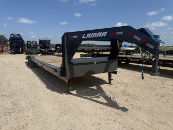 New 2026 Lamar Trailers 102X32 Gooseneck Lowboy Max Ramps 14K Car Hauler