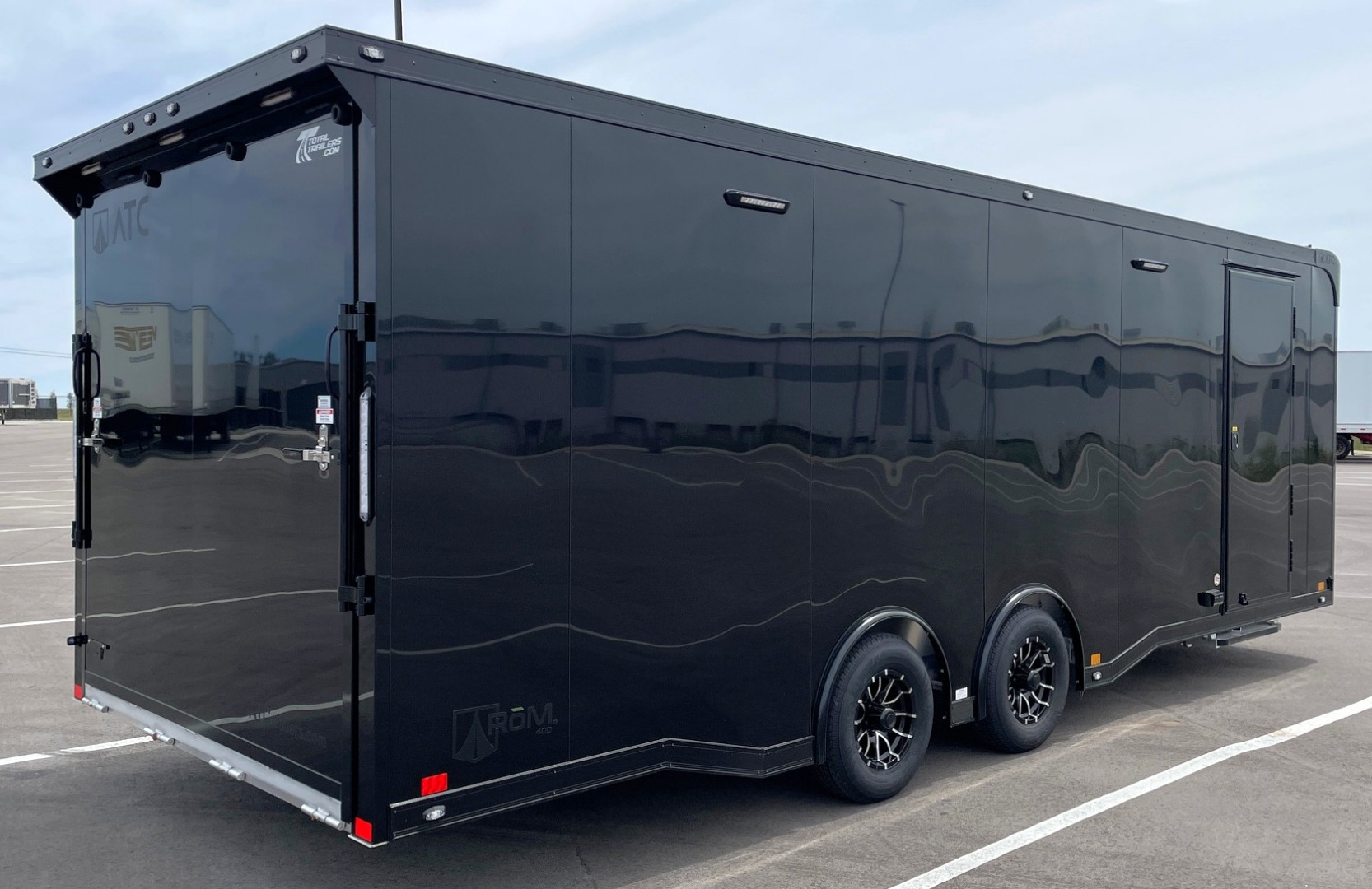 New ATC RoM 400 Aluminum 24' Enclosed Car Hauler Trailer 9990 GVWR: Escape Door, Blackout, Spare, AC, Insulation, Coin Floor