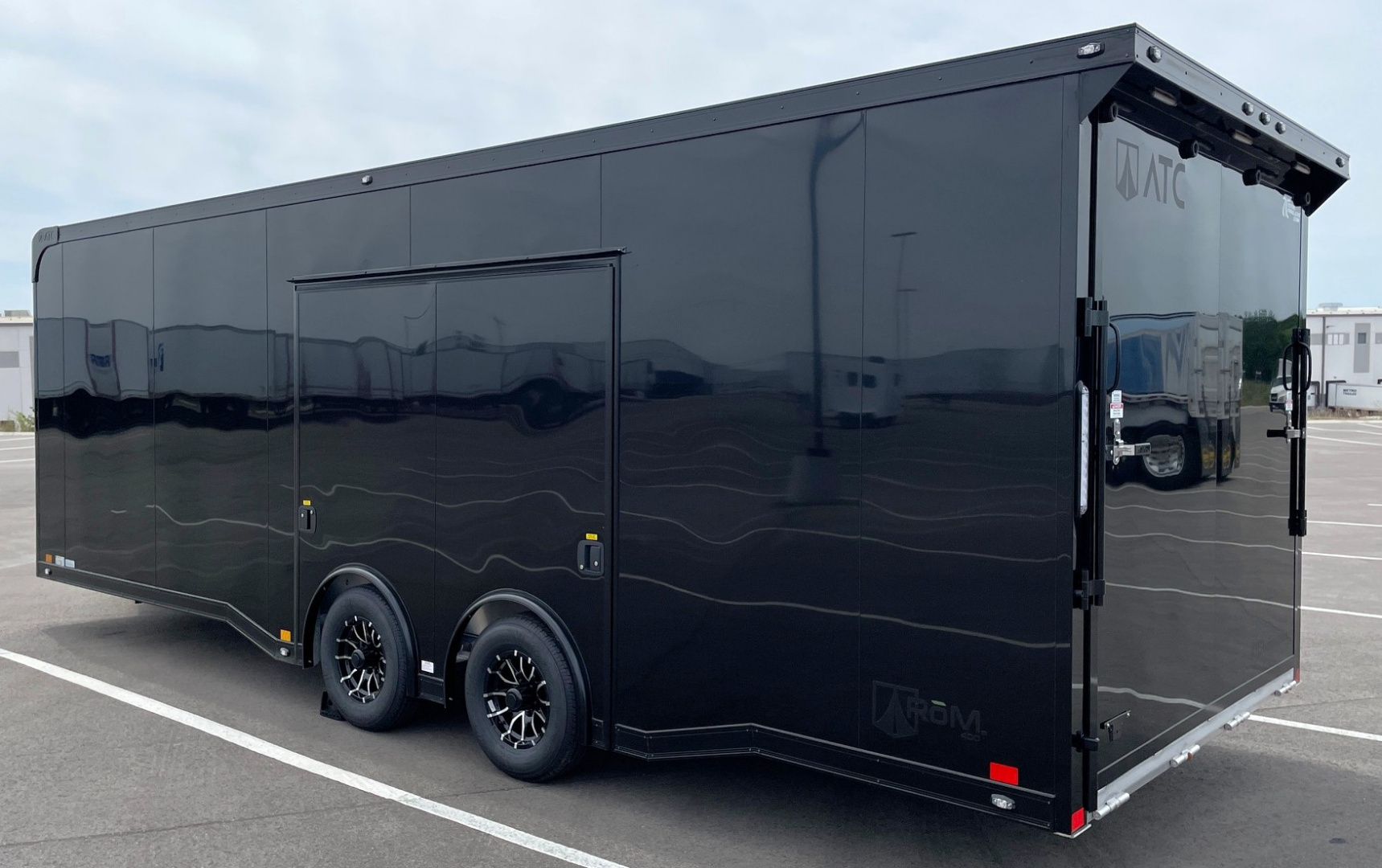 New ATC RoM 400 Aluminum 24' Enclosed Car Hauler Trailer 9990 GVWR: Escape Door, Blackout, Spare, AC, Insulation, Coin Floor