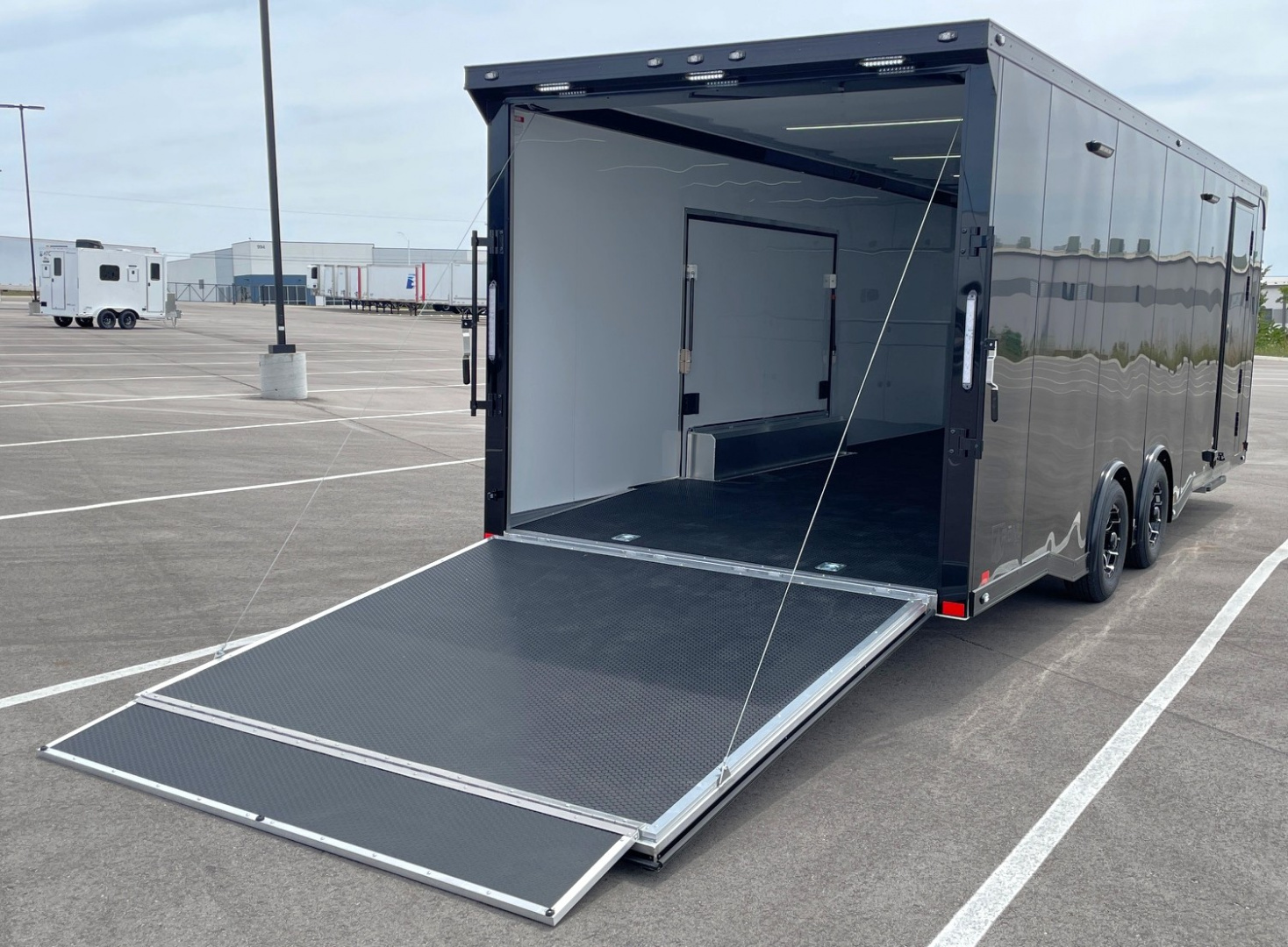 New ATC RoM 400 Aluminum 24' Enclosed Car Hauler Trailer 9990 GVWR: Escape Door, Blackout, Spare, AC, Insulation, Coin Floor