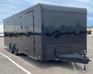 New ATC RoM 400 Aluminum 24' Enclosed Car Hauler Trailer 9990 GVWR: Escape Door, Blackout, Spare, AC, Insulation, Coin Floor