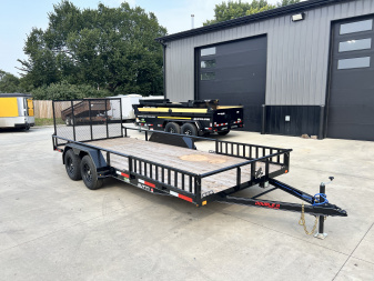 New NEW 2026 Double A 18’x83" Railside Utility Flatbed 2-3500lb axles = 7K With ATV side Ramps