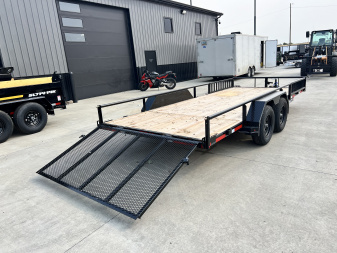 New NEW 2026 Double A 18’x83" Railside Utility Flatbed 2-3500lb axles = 7K With ATV side Ramps