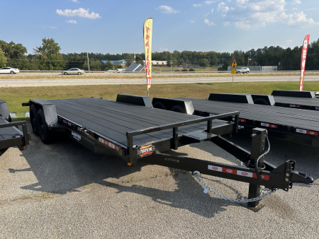 New 2026 COVERED WAGON 7X20 14K STRAIGHT DECK CAR HAULER WITH COBRA LINED FLOOR/ALUMINUM RAMPS