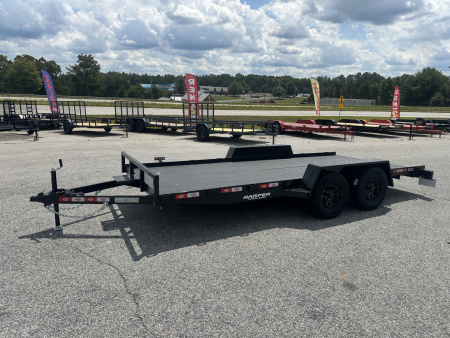 New 2026 COVERED WAGON 7X16 7K STRAIGHT DECK CAR HAULER WITH COBRA LINED FLOOR/ALUMINUM RAMPS