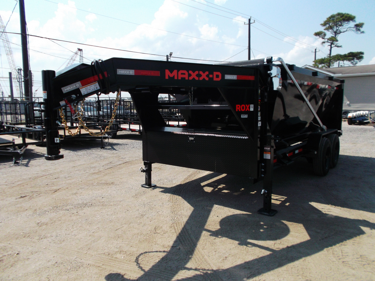 New 2026 MAXX-D 83x14 ROX 16K Gooseneck Roll off Dump Trailer / 8K Axles / Electric Tarp System / (3) 83x14 4ft Tall Heavy Duty Bins Rollster