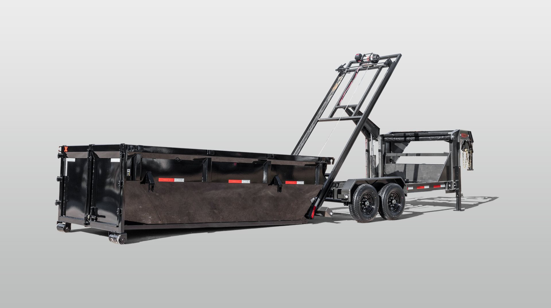 New 2026 MAXX-D 83x14 ROX 16K Gooseneck Roll off Dump Trailer / 8K Axles / Electric Tarp System / (3) 83x14 4ft Tall Heavy Duty Bins Rollster