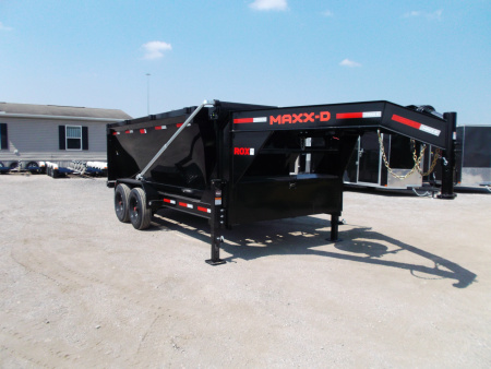 New 2026 MAXX-D 83x14 ROX 16K Gooseneck Roll off Dump Trailer / 8K Axles / Electric Tarp System / (3) 83x14 4ft Tall Heavy Duty Bins Rollster