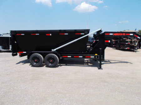 New 2026 MAXX-D 83x14 ROX 16K Gooseneck Roll off Dump Trailer / 8K Axles / Electric Tarp System / (3) 83x14 4ft Tall Heavy Duty Bins Rollster