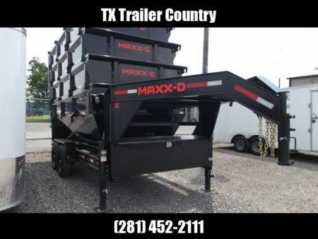 New 2026 MAXX-D 83x14 ROX 16K Gooseneck Roll off Dump Trailer / 8K Axles / Electric Tarp System / (3) 83x14 4ft Tall Heavy Duty Bins Rollster