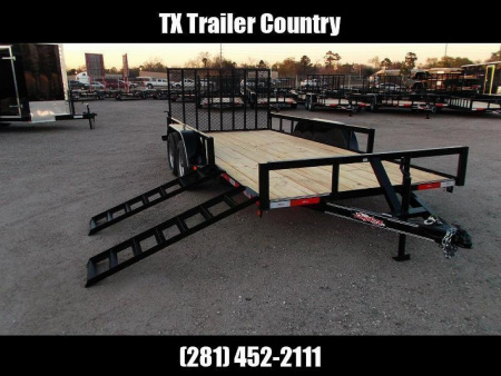 New 2025 LONGHORN TRAILERS 83x20 Utility Trailer / ATV Trailer / Side by Side Trailer / 4ft Rear Ramp Gate / 5ft Side Load Ramps / Electric Brakes / Pipetop / LED Lights