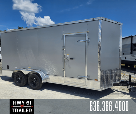 New 2025 Cynergy2 7x16 TA Enclosed Cargo Trailer, 7' Interior Height, 35K Axles, Silver, .080 Polycore Exterior